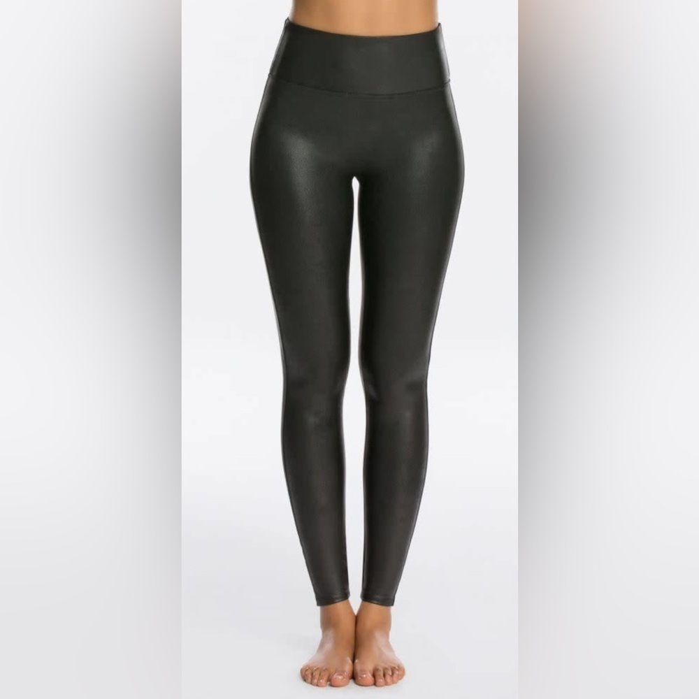 SPANX Sz 1X Ready-to-Wow Sheen Faux Leather Full Length Leggings